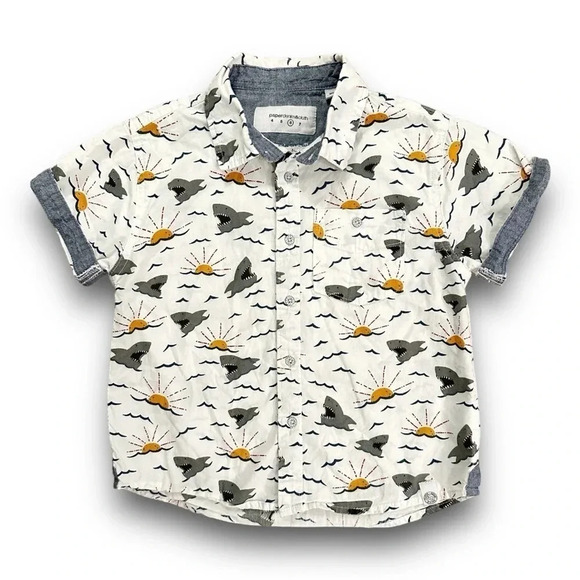 Paper Denim & Cloth | Boy’s Short Sleeve Button Down (6) 🦈 - Picture 1 of 5